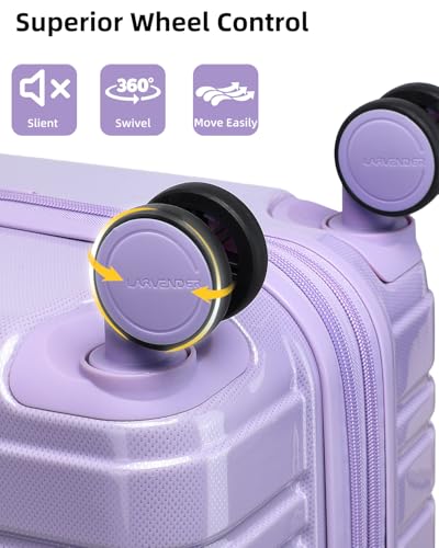 LARVENDER Carry on Luggage Sets 3 Piece, 20in Suitcase Set, Glossy Lavender - color: Glossy Lavender 20in, size: 3 Piece Set (20/DB/TB)
