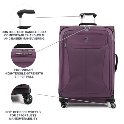 Travelpro Tourlite Softside 29" Expandable Luggage with 4 Spinner Wheels, Lightweight Suitcase, Checked Large, Deep Purple - color: Deep Purple, size: Checked-Large 29-Inch