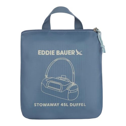 Eddie Bauer Stowaway Packable Duffel Bag | Travel | Foldable | Lightweight | Durable | Ripstop Polyester, 45L, Tile Blue | Lightweight Durable Ripstop Polyester, Packs Flat When Not in Use, Roomy Travel Duffel for Trips and Gym Use - color: Tile Blue