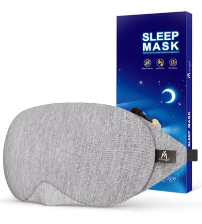Mavogel Cotton Sleep Eye Mask, Light Blocking with Adjustable Nose Bridge - color: Grey