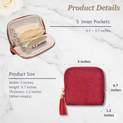 Jewelry Organizer Case, Small Travel Velvet Pouch, Portable - color: Classic Red