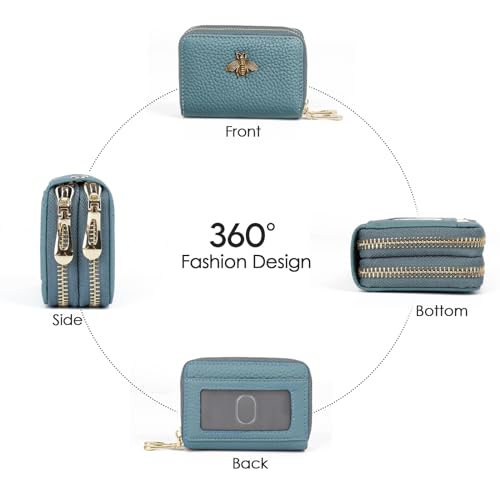 imeetu RFID Credit Card Holder, Small Card Wallet Women, Leather Card Case - color: Max - Peacock Blue, size: Max
