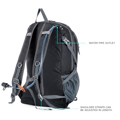 NODLAND Light Weight Packable Backpack for Travel Hiking 45L Foldable Water-Resistant Daypack Hydration Rucksack - color: Black, size: Medium 45L