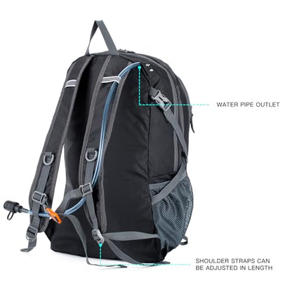 NODLAND Light Weight Packable Backpack for Travel Hiking 45L Foldable Water-Resistant Daypack Hydration Rucksack - color: Black, size: Medium 45L