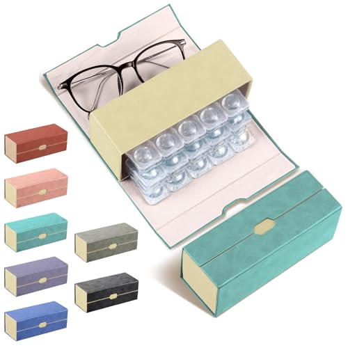 Flutesan 2 in 1 Daily Contact Lens and Glasses Organizer Case, Green - color: Green