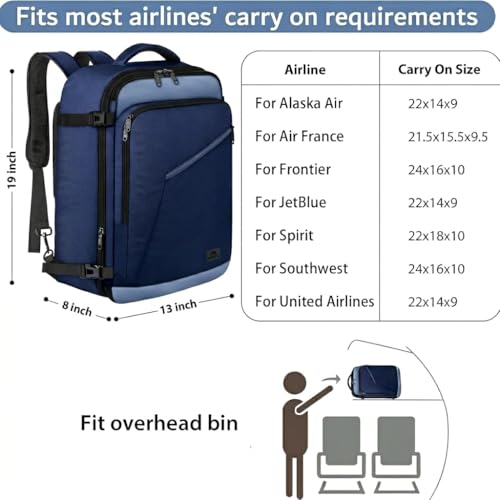 MATEIN Expandable Travel Backpack, Large Capacity Carry on Backpack for Men - color: Grey Blue, size: X-Large