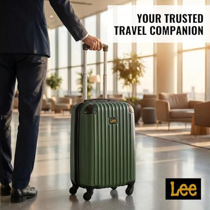 Lee Carry On Luggage with Wheels, 21" TSA Approved Hard Shell Suitcase - color: Merchantile Green