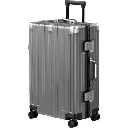 Krute Zipperless Luggage with Spinner Wheels 100% PC Hardside 24in Suitcase - color: Gray, size: Medium (24 Inch)