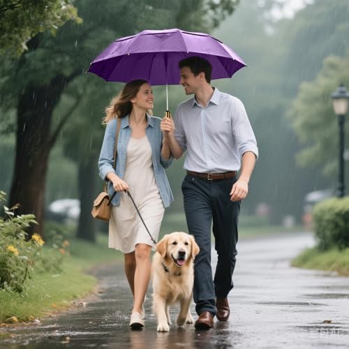 SIEPASA 49/54/62 Inch Windproof Golf Umbrella - Automatic Open/Close, Real Wood Handle - Large Folding Travel Umbrella for Wind, Rain & Sun Protection.(Purple/49) - color: Purple, size: 49 Inch
