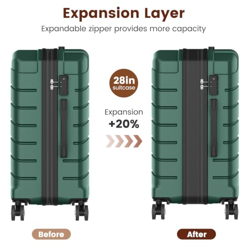 Luggage Sets 3 Piece Lightweight Durable Hardshell Suitcase Green - color: Olive Green