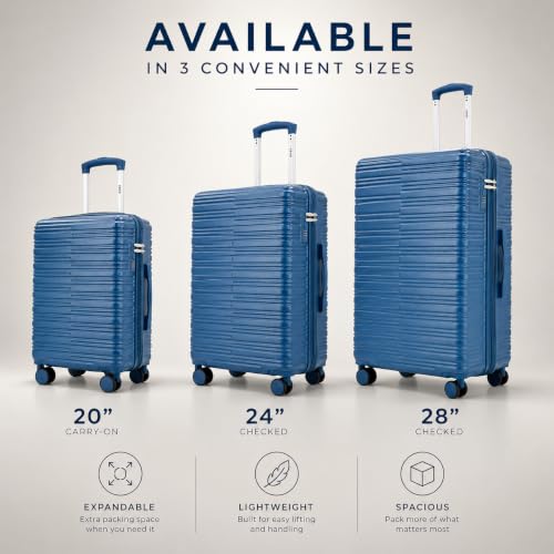 IZOD Romeo 3 Piece Hardside Expandable Luggage Set with Spinner Wheels - color: Bliss Blue, size: 3 Piece Set