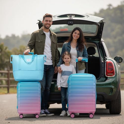 LARVENDER Luggage Sets 5 Piece, PC+ABS Expandable Suitcases with Wheels - color: Cotton Candy, size: 5 Piece Set (20/24/28/DB/TB)