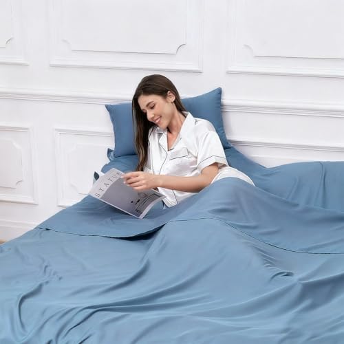 Sleeping Bag Liner, Compact Travel Sheets for Hotel Hostel - color: Mystic Blue, size: 82.7" X 45.3"