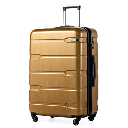 Coolife Large Checked Luggage Hardside Suitcase with Spinner Wheels, 28in - color: Black Brown, size: Large Checked(28in)