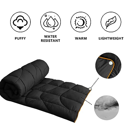 Camping Blanket Puffy Camp Blanket Mini Outdoor Blanket - color: Black, size: 39"x55"