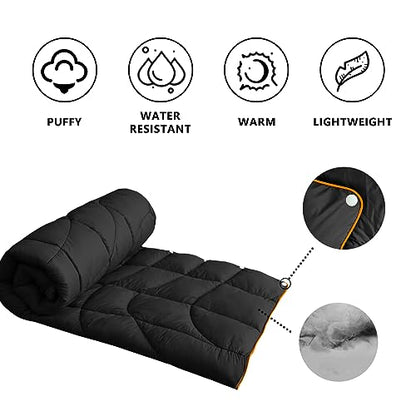 Camping Blanket Puffy Camp Blanket Mini Outdoor Blanket - color: Black, size: 39"x55"
