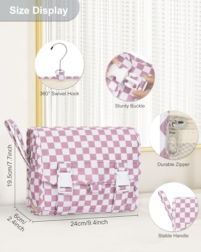 Relavel Hanging Toiletry Bag (02 Checkboard Purple, Small) - color: 02 Checkboard Purple, size: Small
