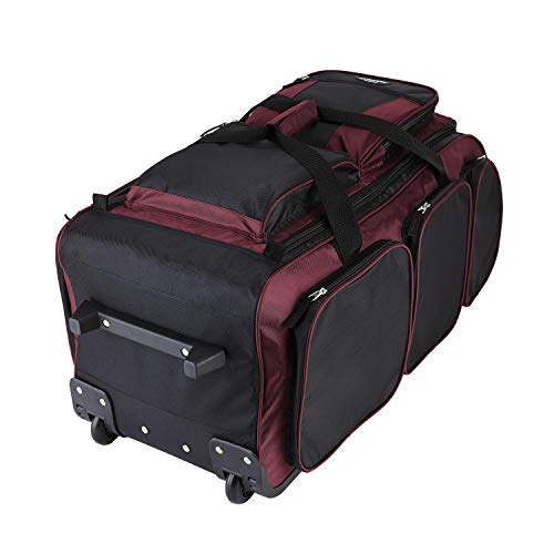 Travelers Club Xpedition 30 Inch Multi-Pocket Upright Rolling Duffel Bag - color: 크림슨 레드.