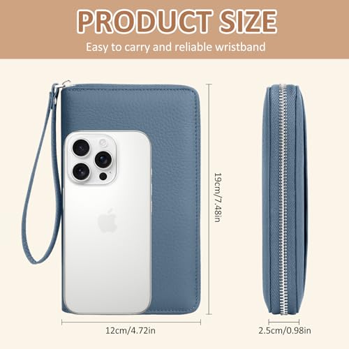 RFID Passport Holder for Travel Family with Coin Pocket, Blue - color: Blue