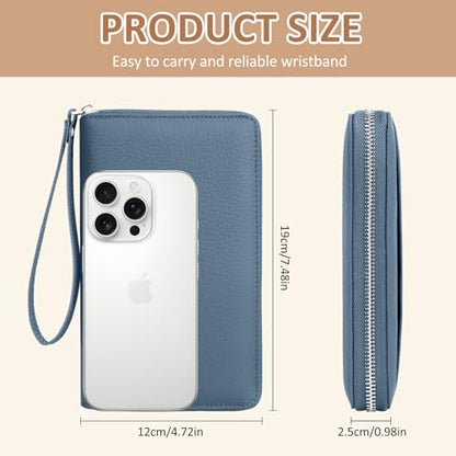 RFID Passport Holder for Travel Family with Coin Pocket, Blue - color: Blue