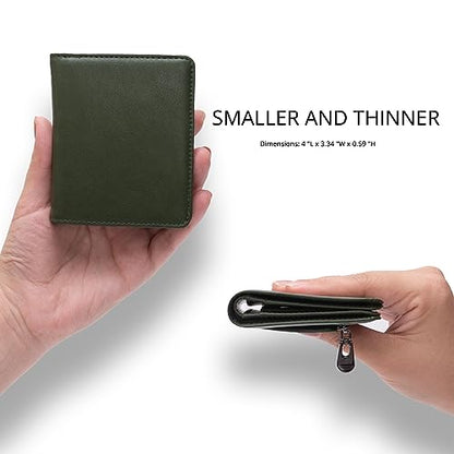 Alldaily Small RFID Wallet for Women Slim Compact Bifold Pocket Ladies Travel Mini Purse (Green) - color: Green