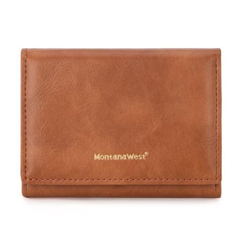 Montana West Wallet Women Small Trifold Wallet RFID Blocking Minimalist Wallets with ID Window - color: Brown