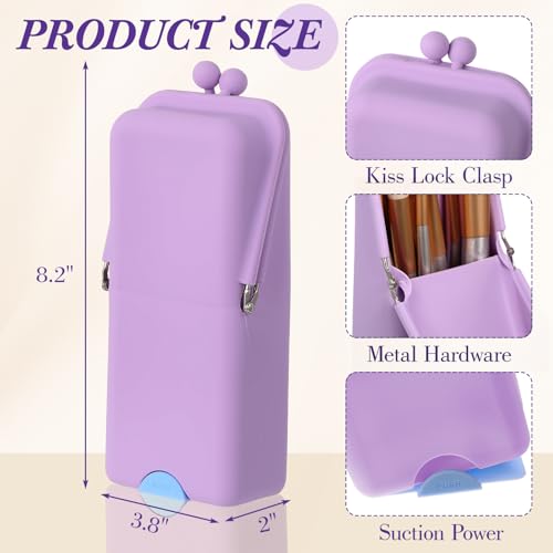 Kacctyen Makeup Brush Case Silicone Standing Makeup Brush Holder,Purple - color: Purple