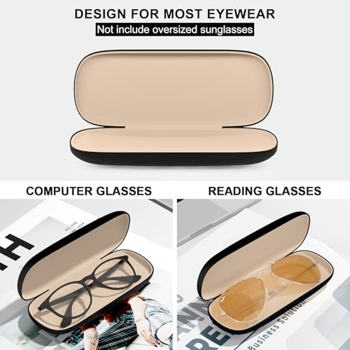Eyeglasses Case, Hard Shell Protective Case for Glasses, Unisex for Women Men - color: Black