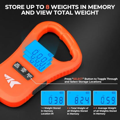 KastKing ToughTide USB Charging Fish Scale with Lip Gripper, Orange Combo - color: Orange