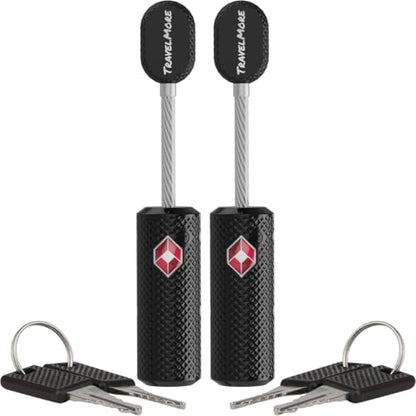 TravelMore TSA Approved Locks for Luggage with Keys, Secure Travel Locks - color: 2 Pack - Black