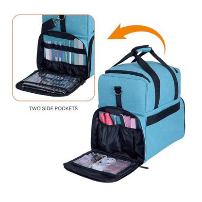 Large Makeup Bag with 3 Removable Case and 2 Removable Dividers,Green - color: Lake Green