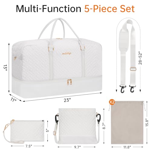 23" Weekender Bag Overnight Bag Travel Duffel Bag for Women - color: Beige, size: Extra Large