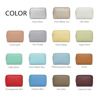 Makeup Bag for Purse Travel Cosmetic Bag (PU Sage Green) - color: Sage Green