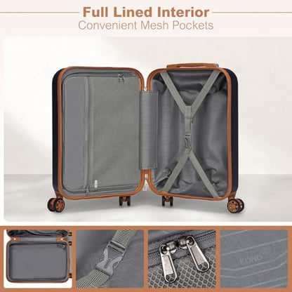 Kono Carry On Luggage 22x14x9 Airline Approved Suitcase, Navy - color: Navy, size: Carry-On 20-Inch