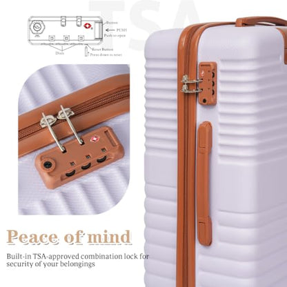 Cobens Luggage Sets 5 Piece, Suitcases with Wheels, 20"/24"/28",Purple - color: Purple, size: 5 Piece Sets (20/24/28/DB/TB)