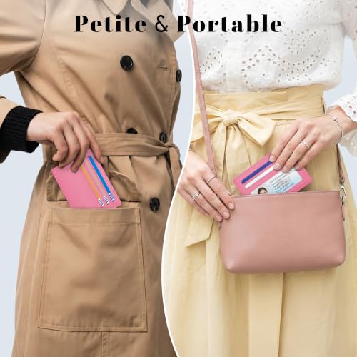 Airkit Small Slim ID Case, Womens Credit Card Holder Wallet, RFID Sleeve - color: Vibrant Pink