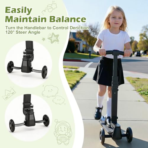 Scooter Luggage for Kids Removable & Foldable Ride on Suitcase-Green - color: Olive Green