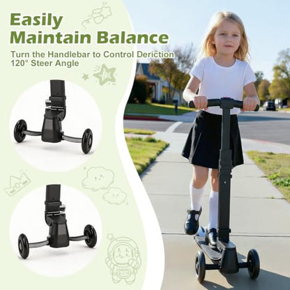Scooter Luggage for Kids Removable & Foldable Ride on Suitcase-Green - color: Olive Green