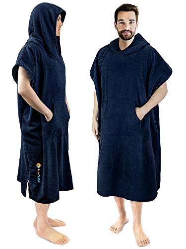 SUN CUBE Surf Poncho Changing Robe with Hood, Wetsuit Changing Hooded Towel - color: Navy