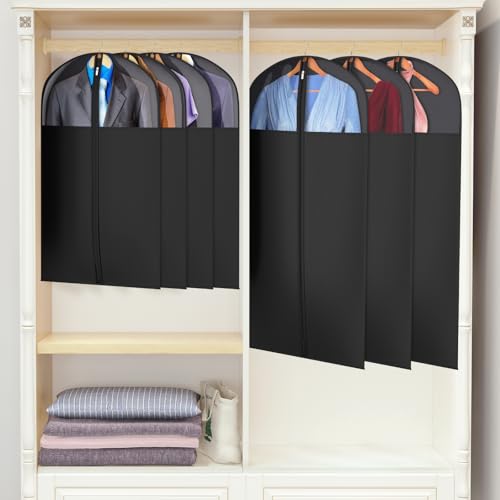 Univivi Garment Bag Suit Bag for Storage and Travel, 40 Inch, Set of 6 - size: 24"X40"-6pcs - Black