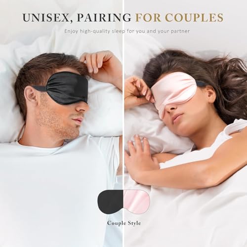 Sleep Mask Silk Eye Mask for Sleeping, Super Soft Blackout Eye Mask for Women Men, Side Sleeper Covers for Sleeping with Adjustable Straps, Travel Sleep Mask, 3 Pack（Black-green-navy）8.86*4.92 inches - color: Black-green-navy