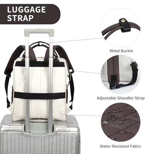 EMPSIGN 17 Inch Laptop Backpack for Women, Beige-Coffee - color: Beige/Coffee