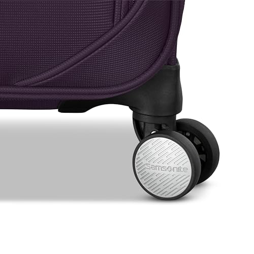Samsonite Soft-Sided 25-Inch Lightweight Medium Checked Expandable Element Suitcase: Durable, 360° Spinner Wheels, Adjustable Telescopic Handle, 2 Front & 1 Side Pocket- Purple - color: Purple, size: 25-Inch Checked-Medium