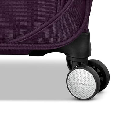 Samsonite 2-PC Soft-Sided 21/25” (Carry-On & Medium Checked), Lightweight Expandable Element Luggage Set: 2 Front Pockets & Side Pocket, Four Spinner Wheels, Adjustable Handle, Durable- Purple - color: Purple, size: 2-Piece Set (21/25)
