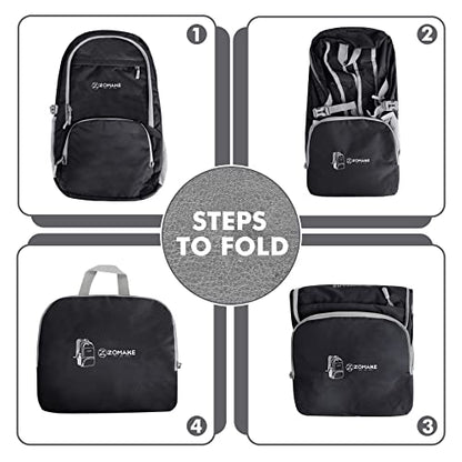 ZOMAKE Lightweight Packable Backpack 30L, Foldable Travel Hiking Daypack - color: A-black, size: 30L