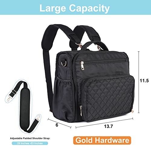 Clearworld Waterproof Convertible Diaper Bag Backpack, Quilted Travel Tote