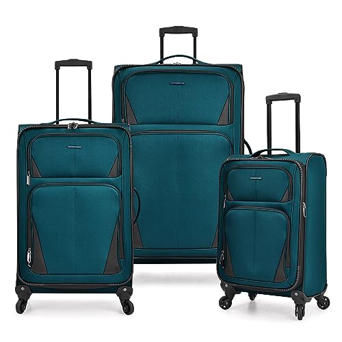 U.S. Traveler Aviron Bay Expandable Softside Luggage with Spinner Wheels, Teal, 3-Piece Set - color: Teal, size: 3-Piece Set
