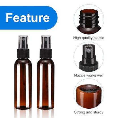 uxcell 10 Pack Spray Bottles, 2Oz/60ML Reusable Clear Empty Mist Plastic Mini Travel Bottle Set,Small Refillable Liquid Containers for Household Use, Essential Oil, Cleaning (Brown Black) - color: Brown Black