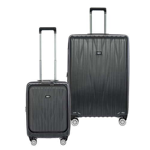Bric's Cervia 2pc Hardside Expandable Luggage Set, 360° Spinner Wheels, Lightweight Checked Suitcase, TSA-Approved Locks, Durable, (21”/ 30”), Dark Grey - color: Dark Grey, size: 2 Piece Set (21 with Front Pocket / 30)