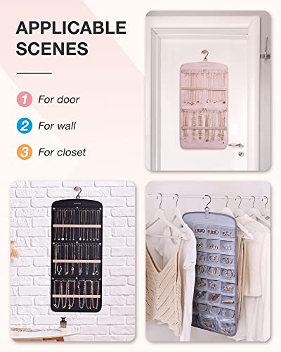 BAGSMART Hanging Jewelry Organizer, Necklace Holder Anti-tangle, Large Grey - color: Grey, size: Large - Standard